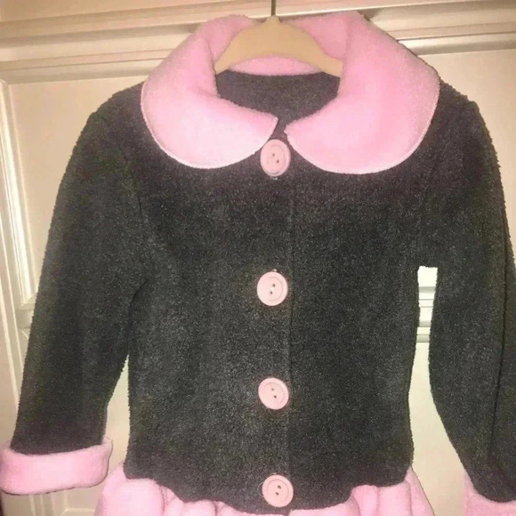 KIDS FASHION FLEECE PINK/GREY COAT SIZE 4 - Picture 1 of 6